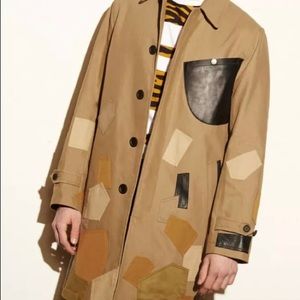 Coach Patchwork Khaki Trench w/Leather Trim